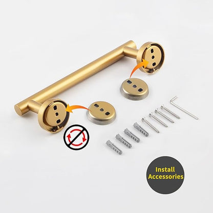 GERZWY 9-Inch Bathroom Towel Bar Gold Stainless Steel Bath Hand Towel Holder Modern Round Style Wall Mount AG1101C23-BE