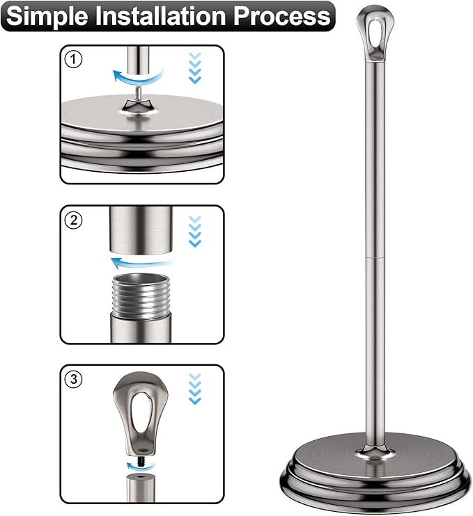 Toilet Paper Holder with Rustproof, Metal Free Standing Toilet Paper Stand Storage for Bathroom, Tissue Paper Roll Holder for Bathroom Accessories (Brushed Nickel)