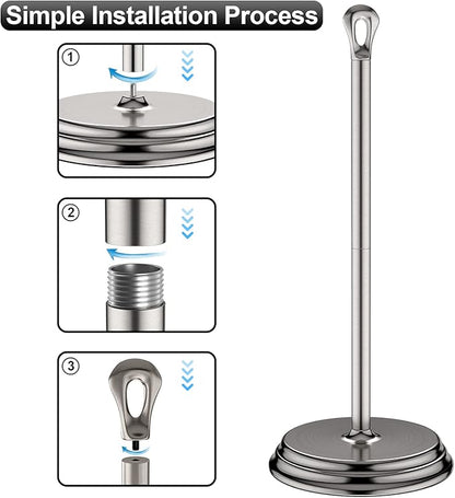 Toilet Paper Holder with Rustproof, Metal Free Standing Toilet Paper Stand Storage for Bathroom, Tissue Paper Roll Holder for Bathroom Accessories (Brushed Nickel)