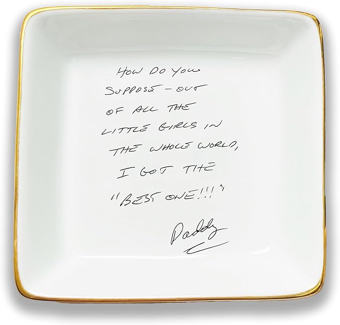 Handwritten Note Ring Dish, White Ceramic Jewelry Dish, Design Your Own Text Ring Dish, Personalized Trinket Dish, Bridesmaid Gift, Script Dish Engagement Gift, Created from Your Handwriting Sample