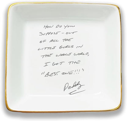 Handwritten Note Ring Dish, White Ceramic Jewelry Dish, Design Your Own Text Ring Dish, Personalized Trinket Dish, Bridesmaid Gift, Script Dish Engagement Gift, Created from Your Handwriting Sample