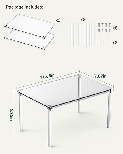 Acrylic Cabinet Organizer, Set of 2 Shelf Organizer, Spice Rack Organizer for Cabinet, Desk Countertop Organizer, Stackable Shelves for Pantry Kitchen Storage and Organization