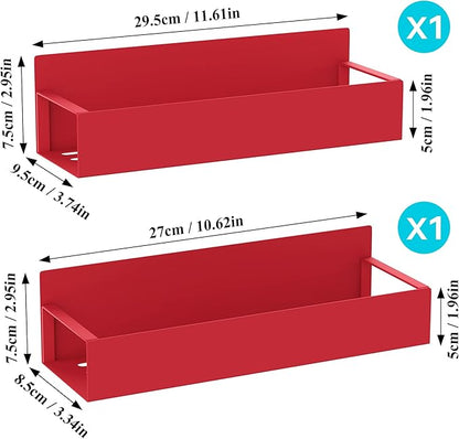 2 Pack Magnetic Spice Storage Rack Organizer for Refrigerator and Oven, Red Fridge Organizers and Storage