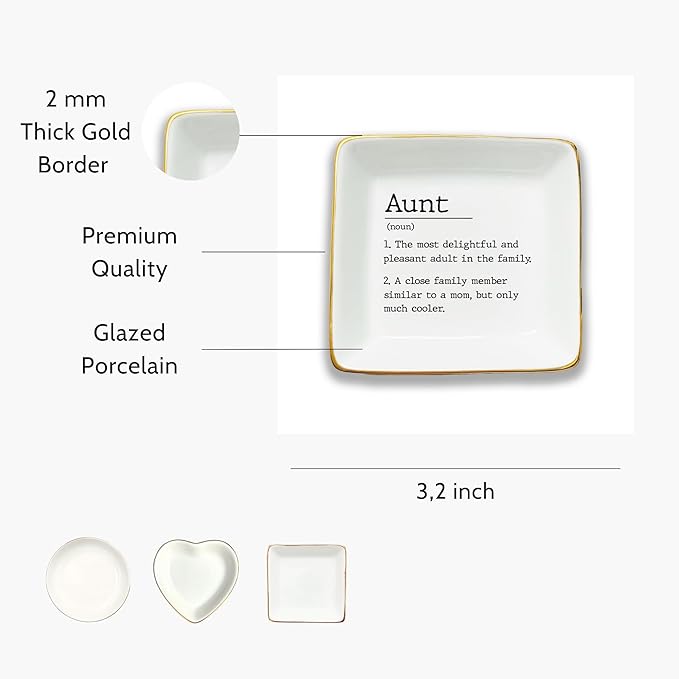 HatafaFurni Aunt Gift, Ring Dish, Jewelry Dish, Jewelry Storage, Mothers Day Gifts, Auntie Gift, Present For Auntie, Auntie Birthday Gift, Gift for Aunt From Niece and Nephew, Gift For Sister…