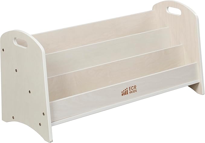 ECR4Kids 3-Shelf Floor Book Display with Handles, 36in, Childrens Furniture, White Wash