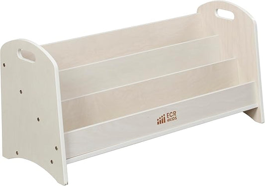 ECR4Kids 3-Shelf Floor Book Display with Handles, 36in, Childrens Furniture, White Wash