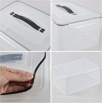 Innouse 4-Pack Sealed Food Storage Containers with Lid, Clear Airtight Plastic Storage Boxes Bin with Handle, F