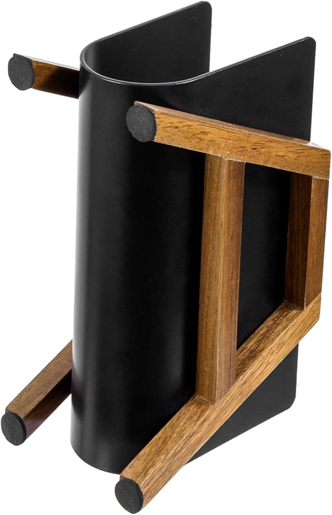 MyGift Modern Desktop Mail Holder, Urban Solid Acacia Wood and Matte Black Metal Tabletop Letter Sorter