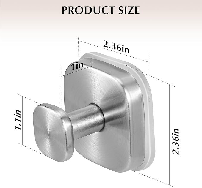 warlve Suction Cup Hooks for Shower - Reusable No-Drill Mounting - Hooks for Towels, Robes & Loofah on Metal, Glass, Mirrors, Tile & Smooth Non-Porous Surfaces (4, Brushed Nickel)