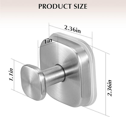 warlve Suction Cup Hooks for Shower - Reusable No-Drill Mounting - Hooks for Towels, Robes & Loofah on Metal, Glass, Mirrors, Tile & Smooth Non-Porous Surfaces (4, Brushed Nickel)