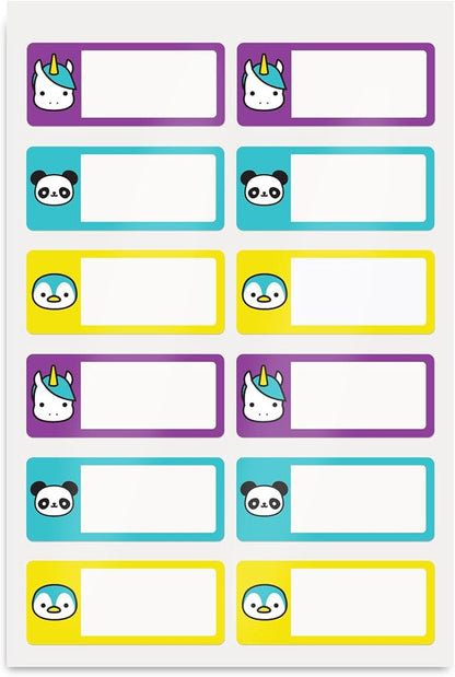 Avery No-Iron Fabric Name Labels, Cute Animal Preprinted Designs, Handwrite Only, 24 Preprinted Labels (40770)