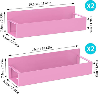 4 Pack Magnetic Spice Storage Rack Organizer for Refrigerator and Oven, Pink Fridge Organizers and Storage