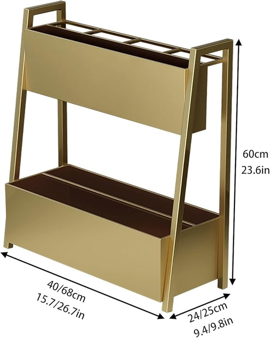 Large Capacity Umbrella Stand Rack For Entryway Commercial Umbrella Stand Metal Square Umbrella Rack Organizer Free Standing Umbrella Holder Bin No Installation Required For Home Hotel Office(Gold,40x