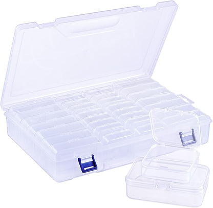 Funtopia Clear Bead Organizer Set, 30 Pcs Small Plastic Containers with Lids, 2 Sizes Rectangle Transparent Organizer Box for Arts Crafts, Jewelry, Diamonds, Screws, and Small Parts