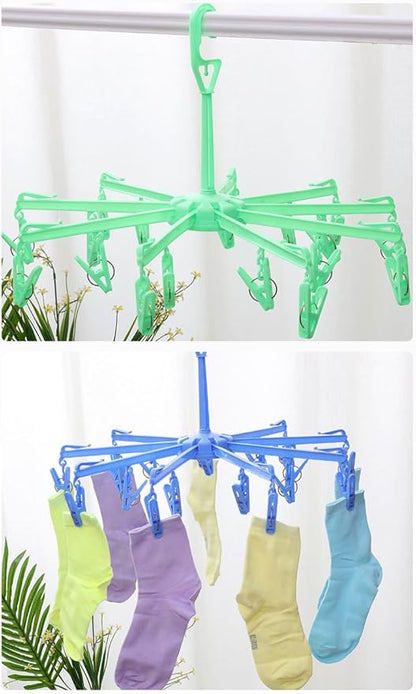 DurReus Foldable Clip Drip Laundry Hanger Portable Plastic Hanging Dryer with 20 Clips for Drying Cloth Diapers,Baby Clothes,Bras,Underwear,Hat,Gloves,Socks