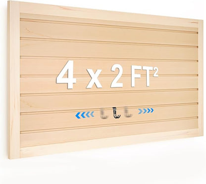 [4x2 Ft²] PVC Slat Wall Paneling, Adjustable Slatwall Panels with Coupling Structure, Slatted Wall Panel System with Customizable Storage Options, DIY Cutting & Easy-to-Install Slatwall Board Shelves