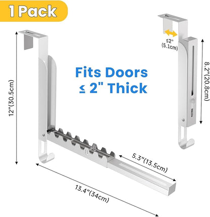 NiHome Foldable Over-The-Door Hook,Adjustable top Design,No Drill Installation Space-Saving Organizer, Portable Hanger Extra Hanging Space for Bathroom, Closet, Bedroom (White, 1PC)