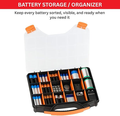Andalus Tools Organizer Box, Small Parts Storage 18-Compartment Portable Hardware Organizer Removable Plastic Dividers for Screws, Nuts, Bolts, Nails – Orange (1 Pack, 12.75" x 10" x 1.75")