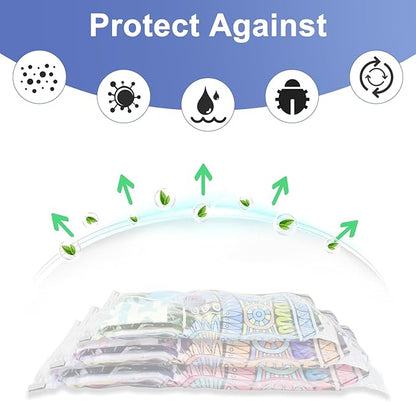 Vacuum Seal Bags for Clothing Travel, 5 Pack Space Saver Vacuum Storage Bags with Electric Pump,Portable Compression Sealer for Clothes, Blankets, Bedding & Travel,Good for Storage and Organization