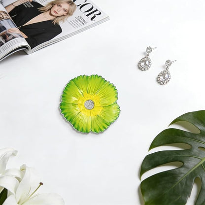 LARAINE Jewelry Dish Display Trinket Tray Flower Home Decorative Organizer Gift Necklace Earring Rings Holder Storage 3.15" (Yellow)