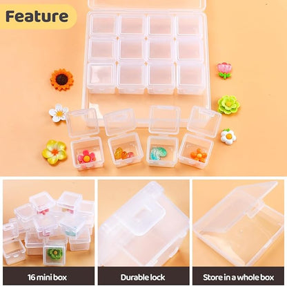 Eppingwin 16 Grids Bead Organizer, Craft Organizers and Storage, Acrylic Organizers, Plastic Bead Organizer Box for Crafts Organizing Storing