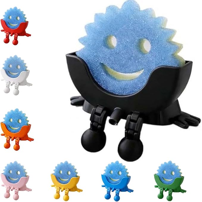 3D Printed Cute Smiley Sponge Holde - With Drainage,Keeps Your Sponge Dry & Smiling,For Cute Smiley Sponge Holder (black, small size)