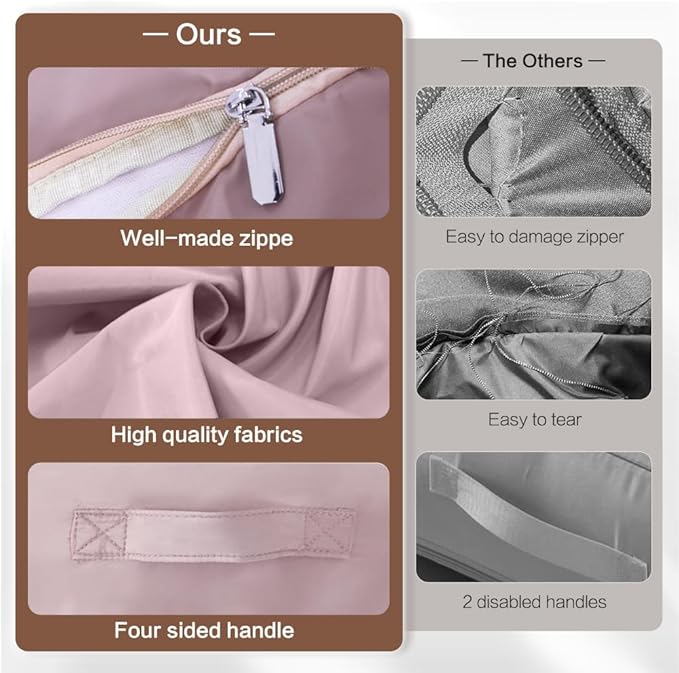 Geernioy Ultra Space Saving Self Compression Storage Bags with Zipper, (pink) -Compression Organize for Bedding, Comforter Storage Bag for Blankets Duvet Quilts Pillows