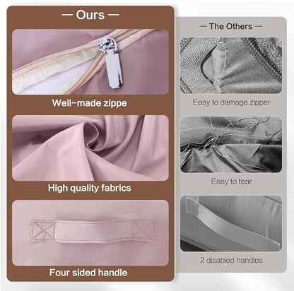 Geernioy Ultra Space Saving Self Compression Storage Bags with Zipper, (pink) -Compression Organize for Bedding, Comforter Storage Bag for Blankets Duvet Quilts Pillows