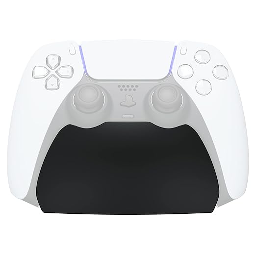 PlayVital Solid Black Controller Display Stand for ps5, Gamepad Accessories Desk Holder for ps5 Controller with Rubber Pads