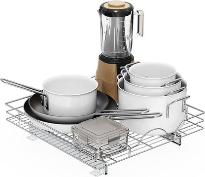 LOVMOR Pull Out Cabinet Organizer and Storage 20" W x 21" D, Slide Out Shelves for Kitchen Cabinets