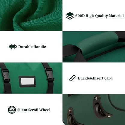 7.5 ft Christmas Tree Storage Bag, Heavy Duty Rolling Xmas Tree Bag with Reinforced Handles and Wheels, Large Storage Container for Trees and Decorations, Green