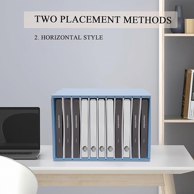 Vertical Desktop Sorter, 11 Slots Blue Mail Organizer Vertical File Organizer, PVC Paper Sorter Organizer with 11 Adjustable Compartments, Construction Paper Storage Mailbox for Home Office (Blue)