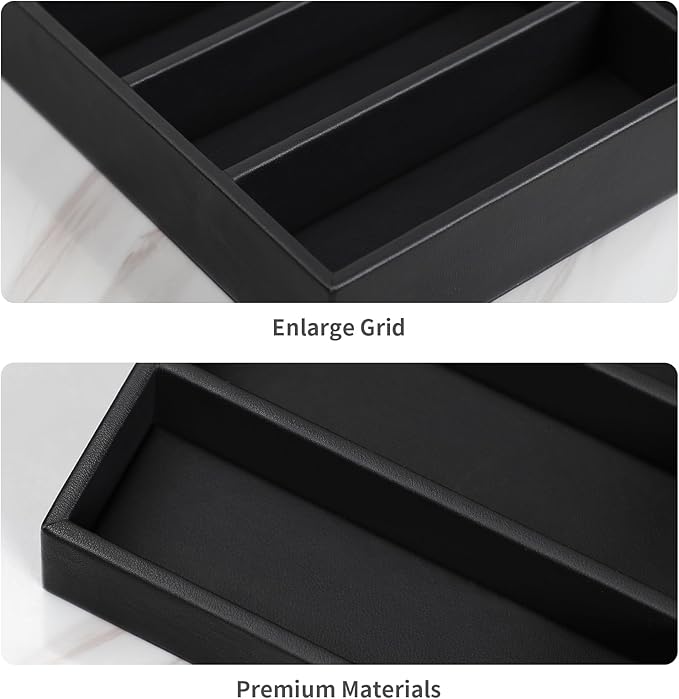Cretkhp Sunglass Organizer Tray, PU Leather Sunglasses Organizer with 8 Grids for Drawer, Stackable Sunglass Holder Storage