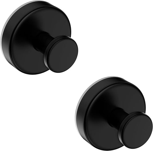 Suction Cup Hooks for Shower,Removable No Drill Towel Hooks,Upgraded 15 lbs Strong Suction hooks for Bathroom Tile,Shower Wall,Glass Door,Kitchen-Loofah,Coat,Stainless Waterproof-Matte Black 2 Pcs