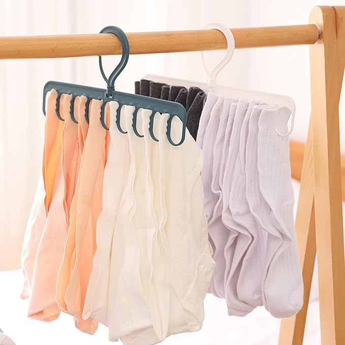 Clothes Drying Rack 8 Clips 9 Rings Space Saving Laundry Drying Racks Windproof Socks And Underwear Hanger Hanger For Socks And Underwear Clip And Drip Hanger Clothes Hanger Hanging Drying Rack, Gray