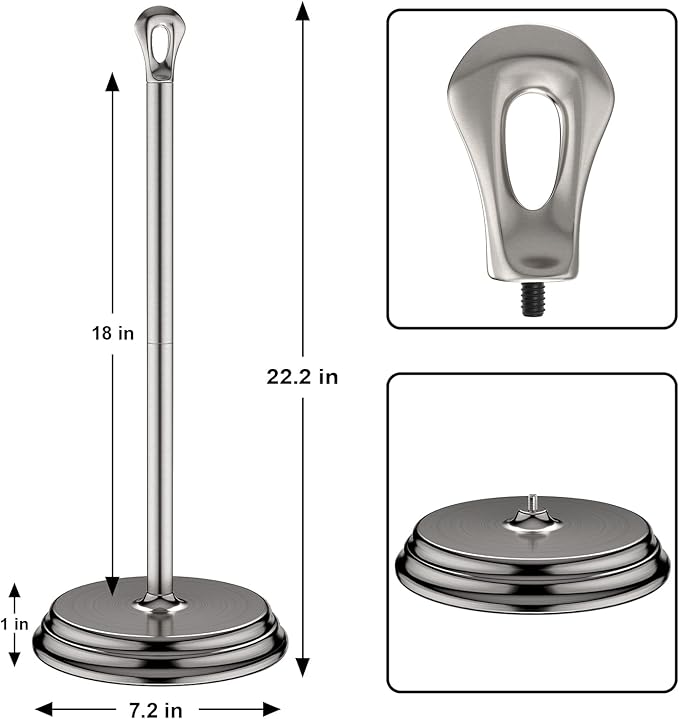 Toilet Paper Holder with Rustproof, Metal Free Standing Toilet Paper Stand Storage for Bathroom, Tissue Paper Roll Holder for Bathroom Accessories (Brushed Nickel)
