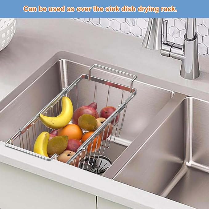 Freezer Organizer Bins for Chest Freezer, Capacity Expandable Deep Freezer Baskets Hanging Chest Freezer Organizer with Divider Sheets, Length Extendable Between 15.5" ~ 24.5"