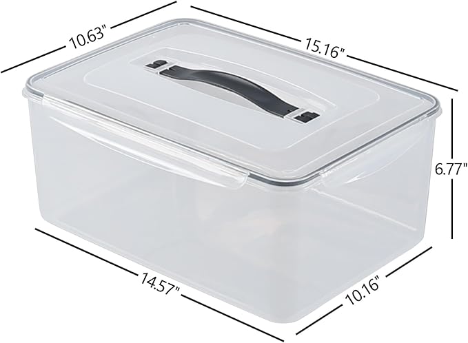 Innouse 4-Pack Sealed Food Storage Containers with Lid, Clear Airtight Plastic Storage Boxes Bin with Handle, F