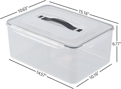 Innouse 4-Pack Sealed Food Storage Containers with Lid, Clear Airtight Plastic Storage Boxes Bin with Handle, F