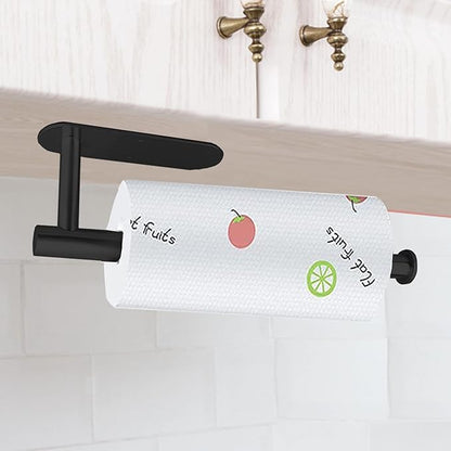 Upgraded Calegency Paper Towel Holder Under Cabinet, Wall Mounted Paper Towel Dispenser, Matte Black SUS304 Self-Adhesive and Drilling Optional Large Paper Towel Roll Holder for Bathroom, Kitchen, RV