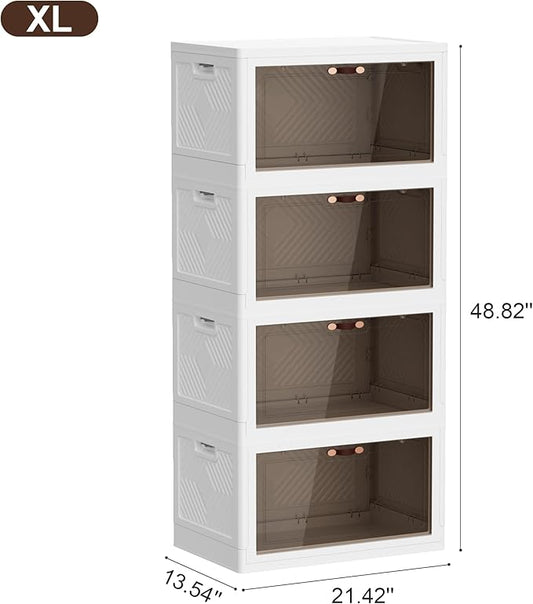 JOYMOOP 198 Qt Stackable Storage Bins with Lids, Closet Organizers and Plastic Storage Drawers for Home, 3 Pack Cubes