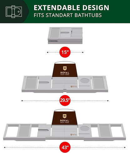 ROYAL CRAFT WOOD Premium Foldable Bathtub Tray - Expandable Bath Tray for Tub - Luxury Bathtub & Bathroom Accessories