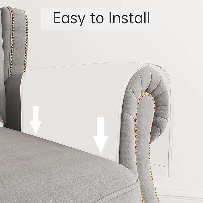 Guken Armchair Caddy Remote Control Holder, Recliner Armchair Caddy Linen Fabric Couch Remote Organizer with 6 Pocket Storage for Magazine, Tablet, Phone, iPad and More, Ivory