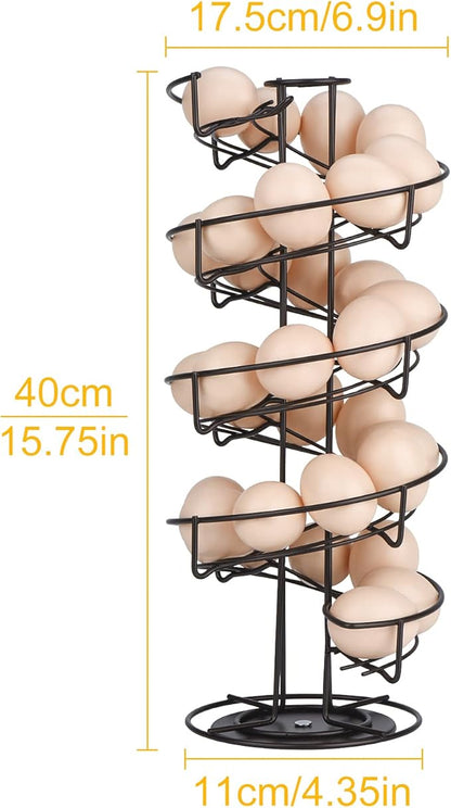 Toplife Spiral Design Metal Egg Skelter Dispenser Rack, Storage Display Rack, Brown