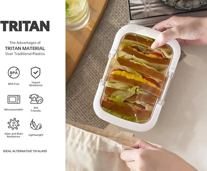 Felli Duo Loc Tritan Containers for Reheating Microwave Safe Box, Airtight Food Storage for Fridge Freezer, On The Go Lunch Container for Adults for Weekly Meal Plan Picnic Travel (6pk)