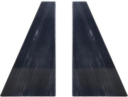 Fox Run 100% Natural Polished Marble Bookends, Black, Set of 2, Smaller Triangular