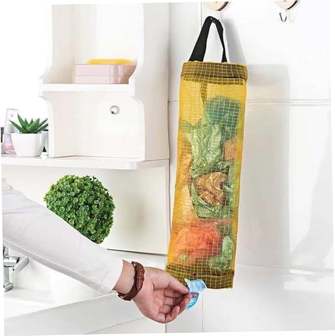 Plastic Bag Holder, 3Pcs Hanging Trash Bag Dispenser, Garbage Storage Organizer for Home Kitchen Under Sink