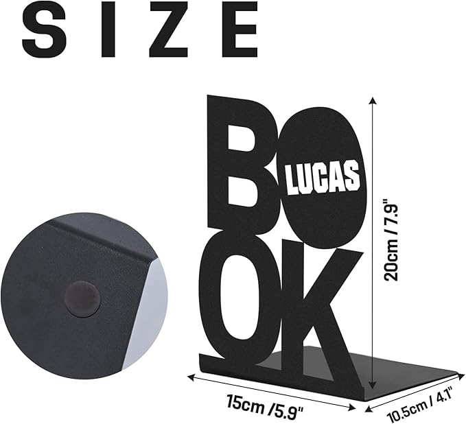 Personalized Name Metal Book Ends 2 Pcs, Unique Bookends for Shelves Room Decorative, Heavy Duty Metal Bookends, Non-Slip Book Stopper, Book Shelf Holder for Home Office Study Room, Book Lovers Gifts