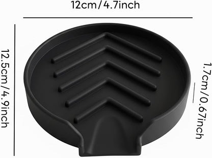 JIEFANYU Holder for Scrub Daddy, Thinnest Build to Last Sponges Holders, Durable Smiley Face Sponge Rack, Large Soap Dish & Sink Caddy Organizer, Dishwasher Safe (Black, 1)