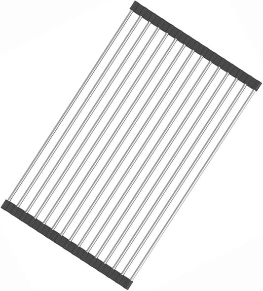 Stainless Steel Roll Up Dish Rack Over The Sink Roll Out Dish Drying Rack for Kitchen Dishes,Cups